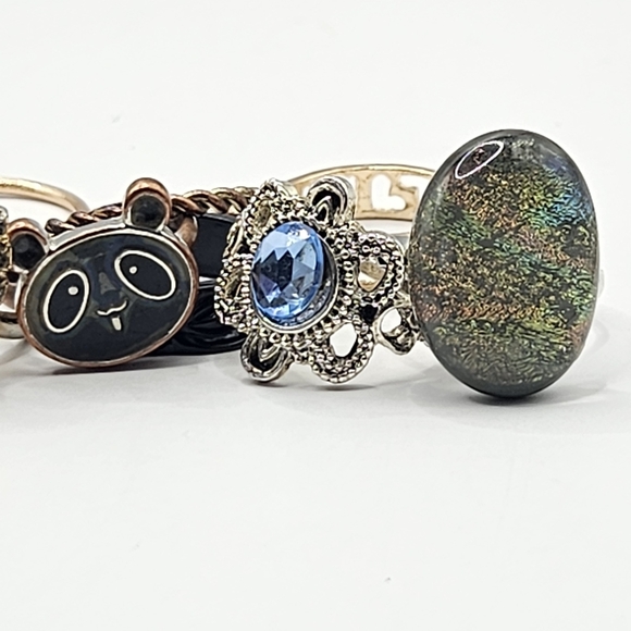 Vintage Ring Mix Variety Retro Pearl   Rhinestone Gem Gold Silver Adjustable 5-8 - Picture 10 of 16